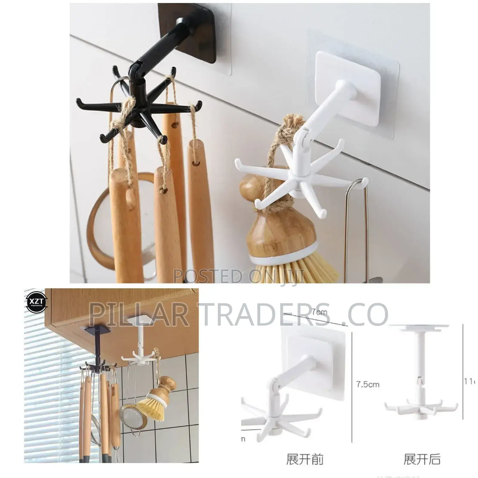 Multifunction Shelf Rotating Hooks Organizer