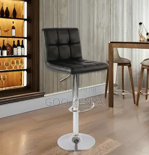 Home Bar Stool; Ergonomic Adjustable Swivel Bar Chair in Black