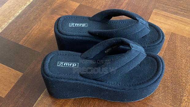 Black Wedge Sandals - main view