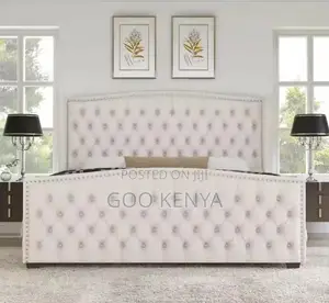 Home Bed; Designer Full-Size Bed With Upholstery and Solid Wood Base