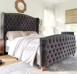Home Bed; Designer Full-Size Bed With Upholstery and Solid Wood Base