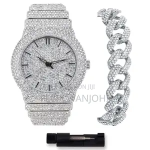 Fully Iced Out Diamond Watch + Chain
