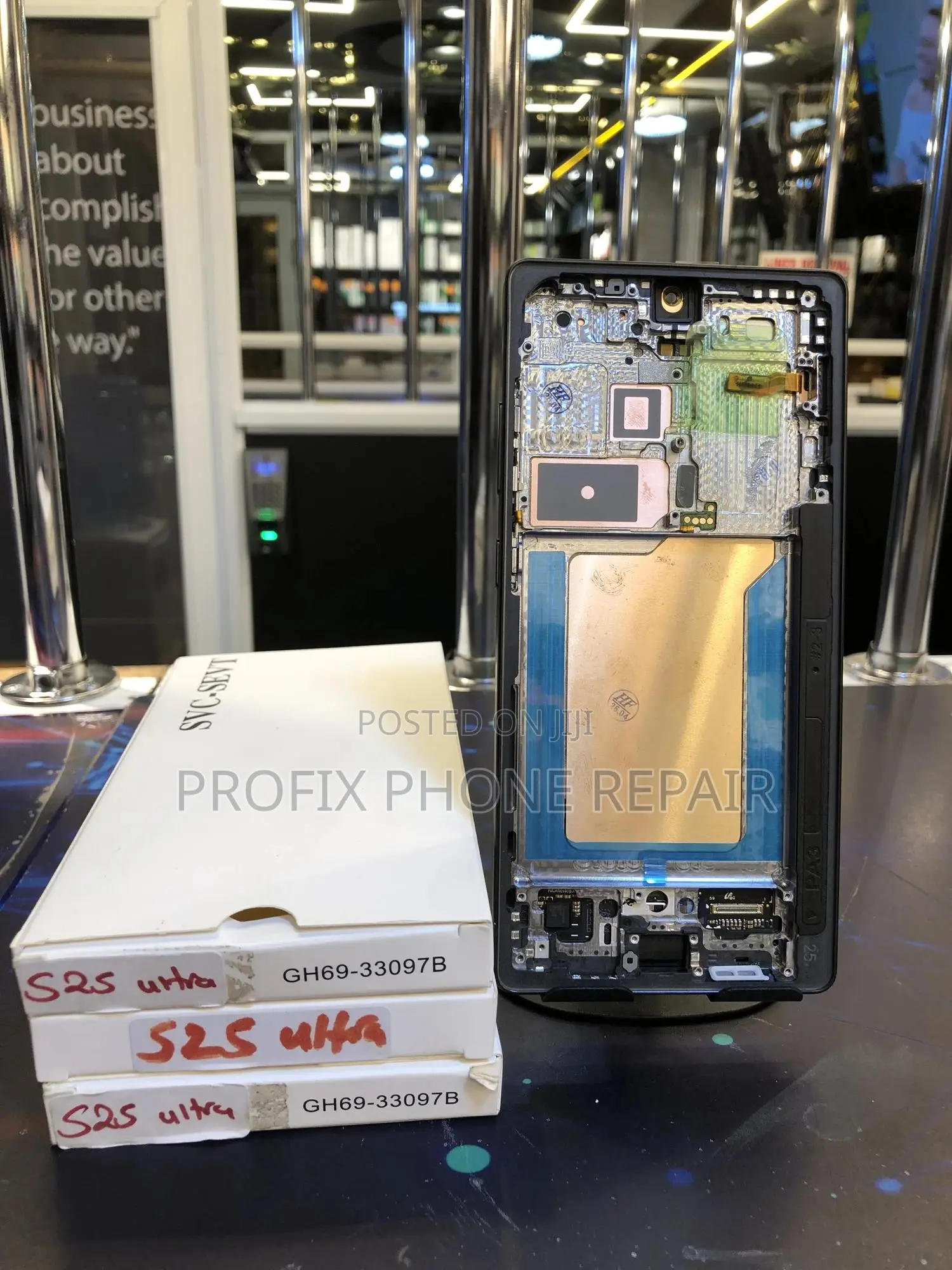 Original Samsung Galaxy S25 Ultra Broken Screen and Replacement NRB
