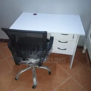 White Study/Office Desk With Mesh Chair