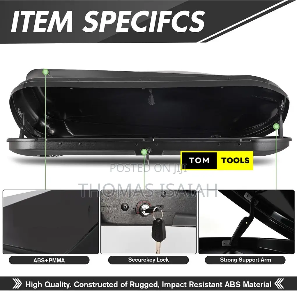 580l Car Rooftop Cargo Carrier Box, Black