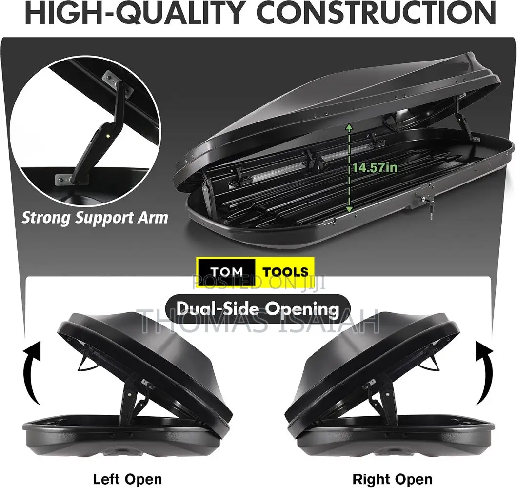 580l Car Rooftop Cargo Carrier Box, Black