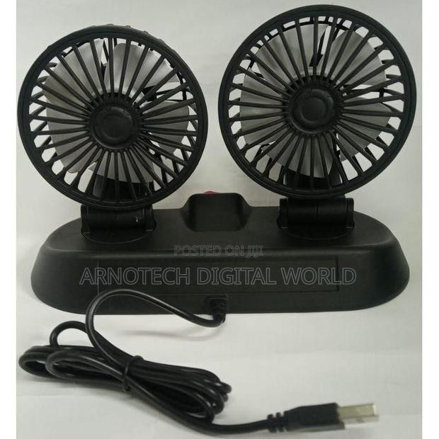 Car/Desktop Double Head Adjustable Usb 360 Degree Rotating Cooling Fan - thumbnail 4