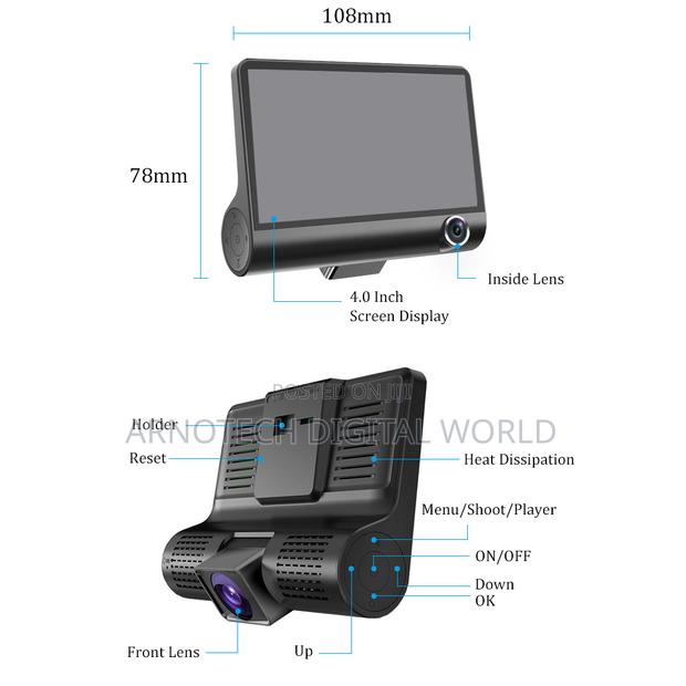 In-Car DVR 4"Screen, 3cameras, Parking Monitoring Recording Function