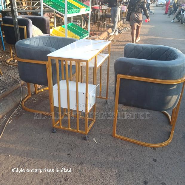 Grey Styling Chair 2 PCS and 1 Manicure Table