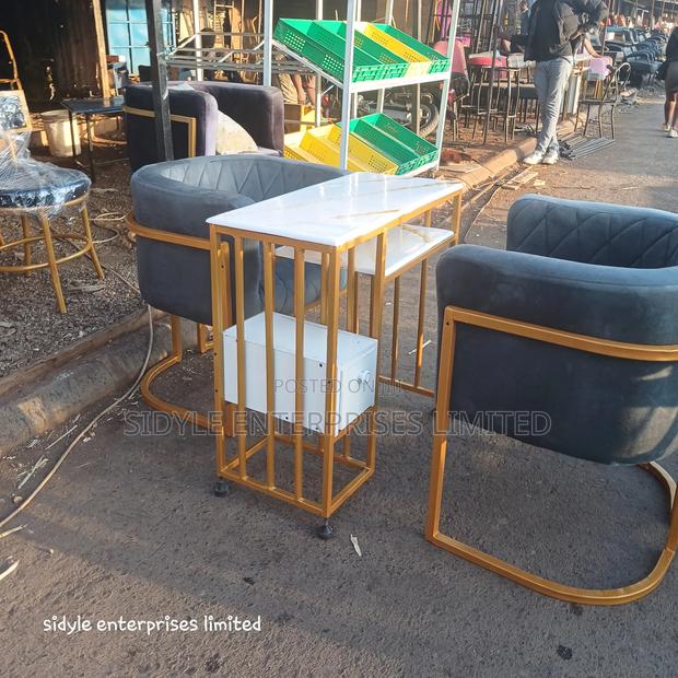 Grey Styling Chair 2 PCS and 1 Manicure Table - thumbnail 2