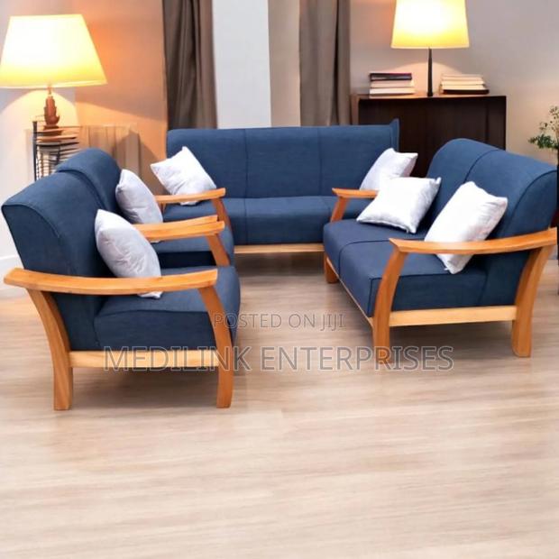 7_seater Mahogany Upholstered Open Sofa Set