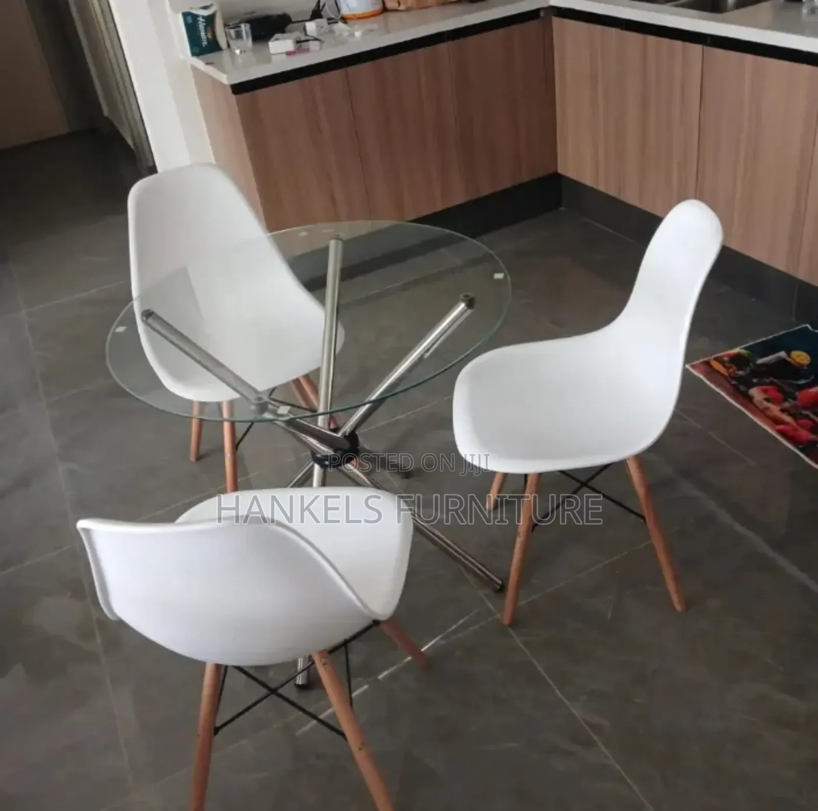 Replica Eames Glass‐Top Dining Table
