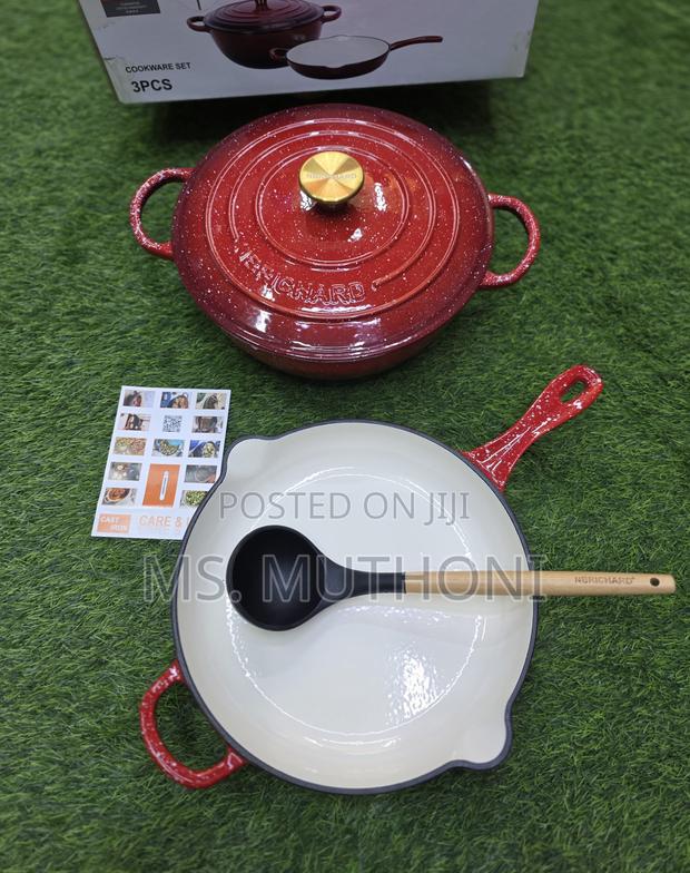 Marble Red 3 Piece Enamel Cast Iron - main view