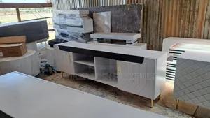 White Modern Tv Stand With Black Accent
