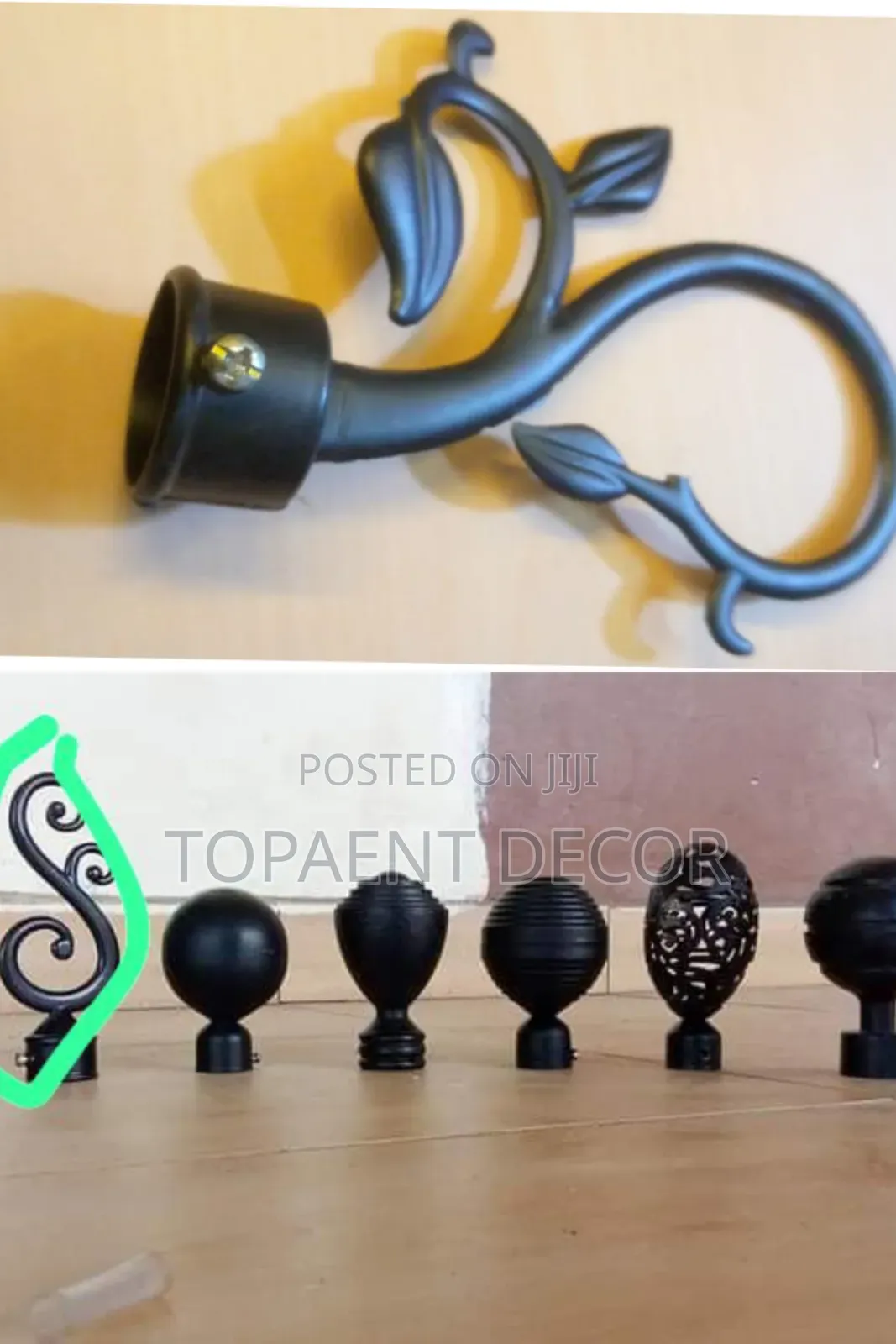 Powder Coated Curtain Rods Black Flower Ends