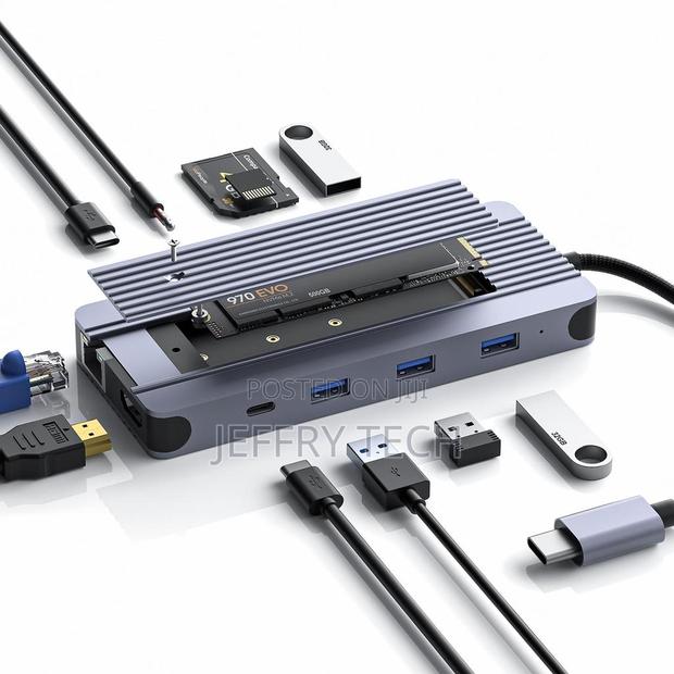 12 in 1 Usb C Hub Hard Disk Enclosure Type C Docking Station M.2 Nvme - thumbnail 3
