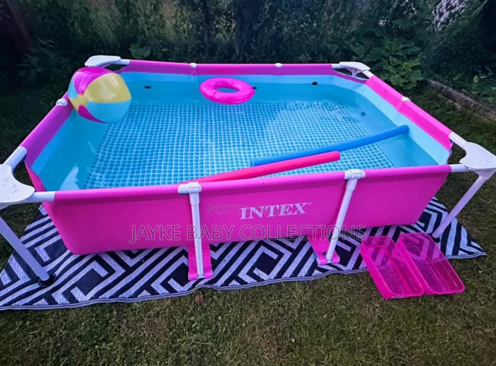 Intex 2.2m Pink Rectangular Frame Pool