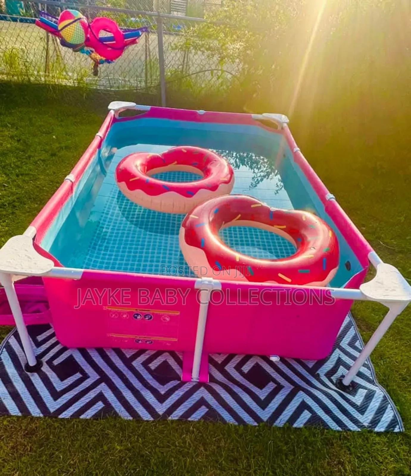 Intex 2.2m Pink Rectangular Frame Pool