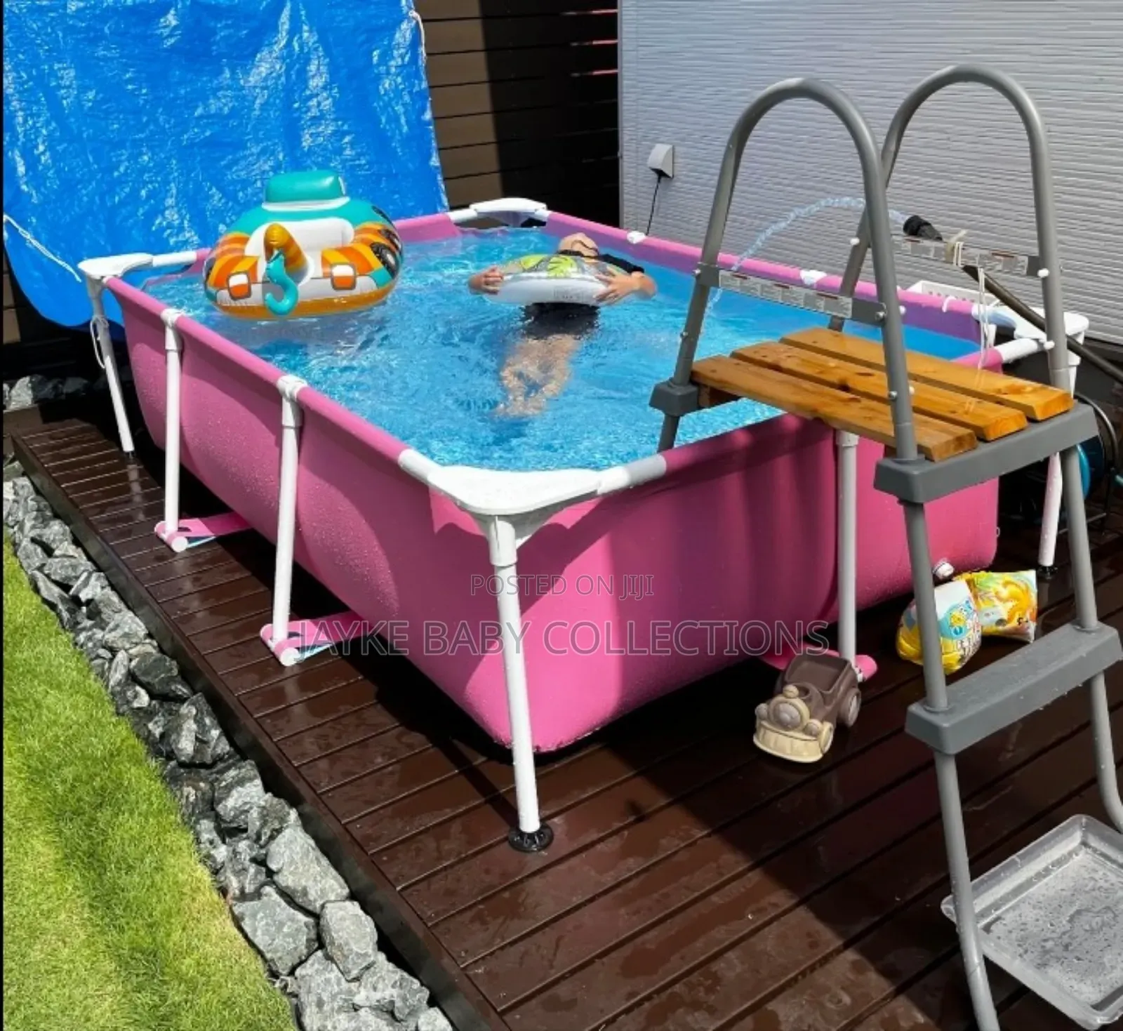 Intex 2.2m Pink Rectangular Frame Pool