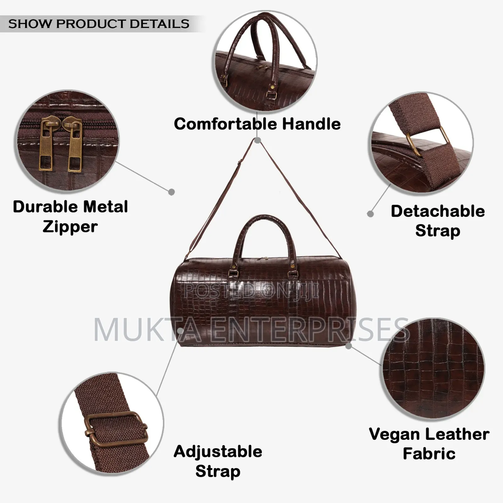 Leather Duffle Colt 10 Crocodile Print
