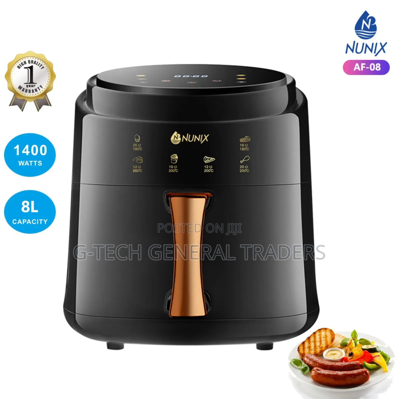 Nunix 8l Oilless Digital Panel Air Fryer 1400w