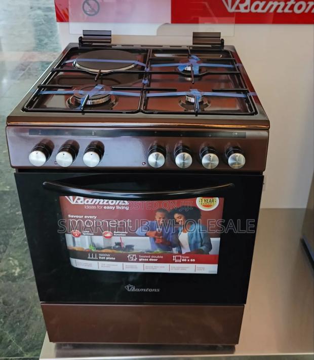 Ramtons Standing Cooker 60*60cm. 3g+1e . Electric Oven. Rc 605 Brow