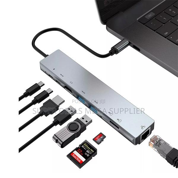 8-in-1 Usb C Hub Adapter With Hdmi , Usb Ports, Ethernet And Sd Card