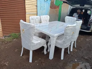 Marbled Upholstered 6-Seater Dinning Set