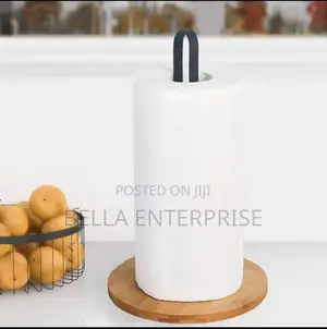 High Quality Metallic Paper Towel Holder With Bamboo Base
