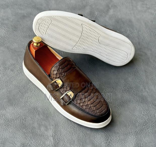 Alligator Texture Double Monk Casuals W/ White Rubber Sole Size 49-46