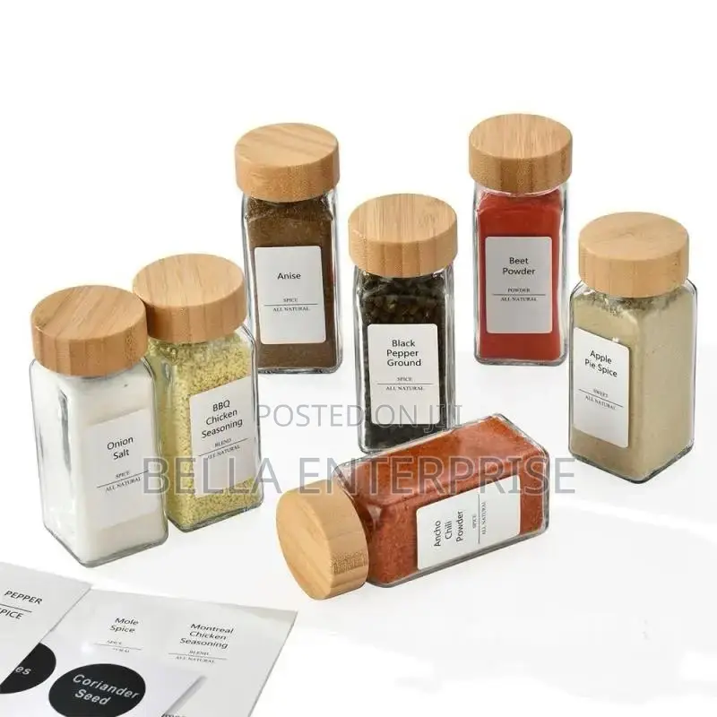 Restocked15pcs Set Premium Thick Glass Storage /Spice Jars