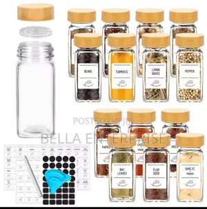 Restocked15pcs Set Premium Thick Glass Storage /Spice Jars