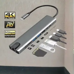 Usb-C Hub 8-in-1 Adapter With Hdmi, Sd/Tf Card Reader Ethernet Port