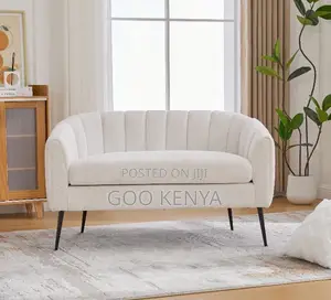 Home Sofa;Soft Chenille Sofa With Refined Metal Base – Two-Seat Design