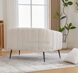 Home Sofa;Soft Chenille Sofa With Refined Metal Base – Two-Seat Design