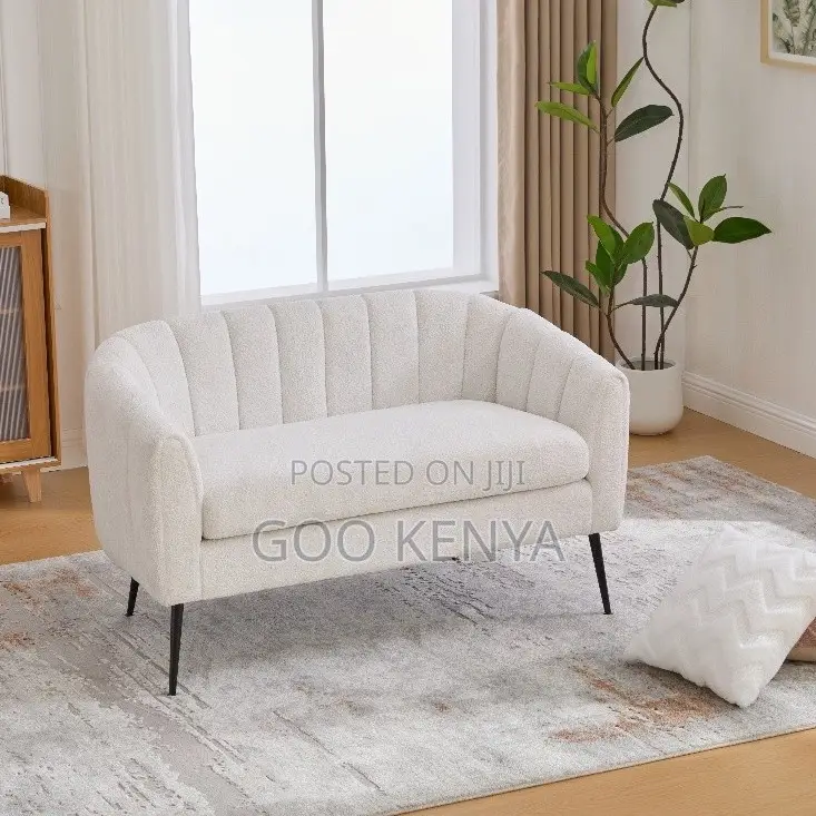 Home Sofa;Soft Chenille Sofa With Refined Metal Base – Two-Seat Design