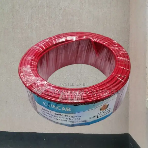 Evin Durable Insulation Red 1.5mm 90m Roll Wiring Electrical Cable