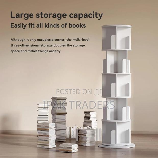 *5 Tier 360° Stackable Bookshelf Organizer With Wheels* - thumbnail 3