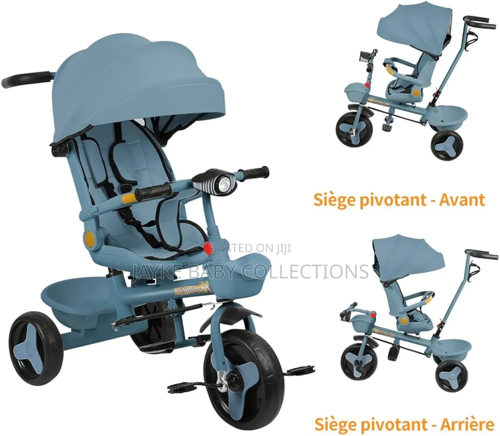 4-in-1 Baby Tricycle With Reversible Seat Canopy