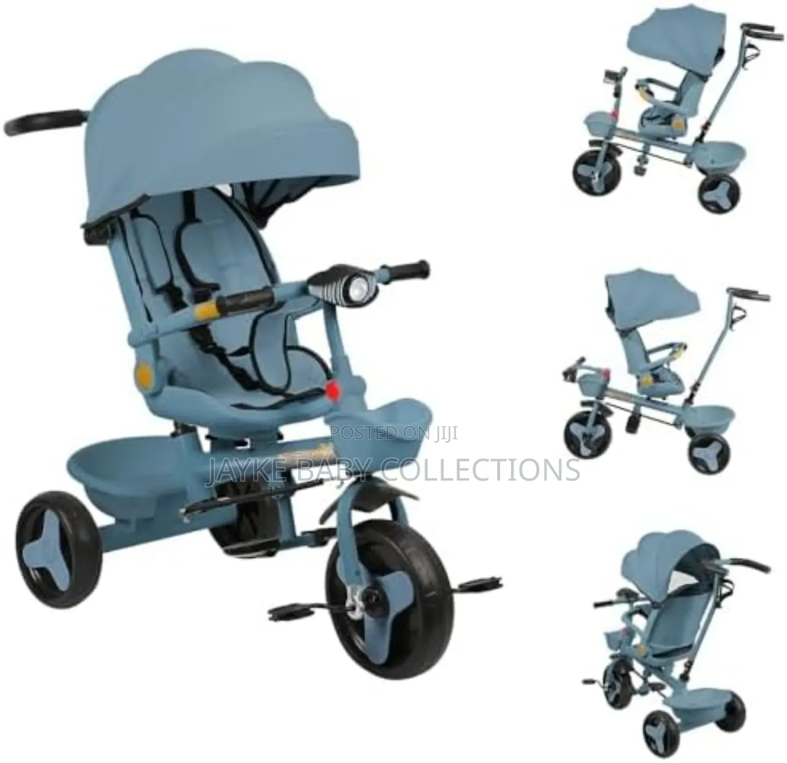4-in-1 Baby Tricycle With Reversible Seat Canopy