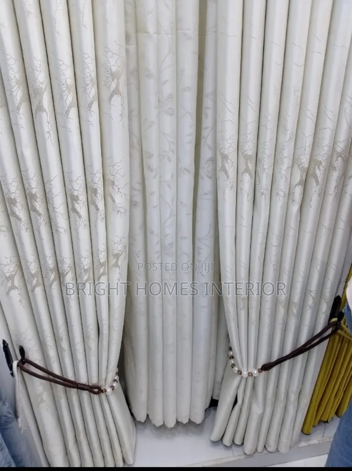 Cream Beautiful Dining Room Window Curtain