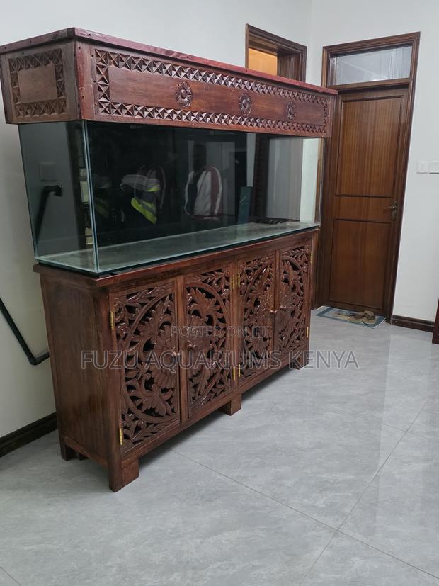 Hand-Carved Solid Wood Aquarium – Luxury Living Room Centerpiece
