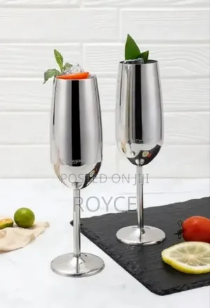 Stainless Steel Flute Champagne Glasses- 6pcs