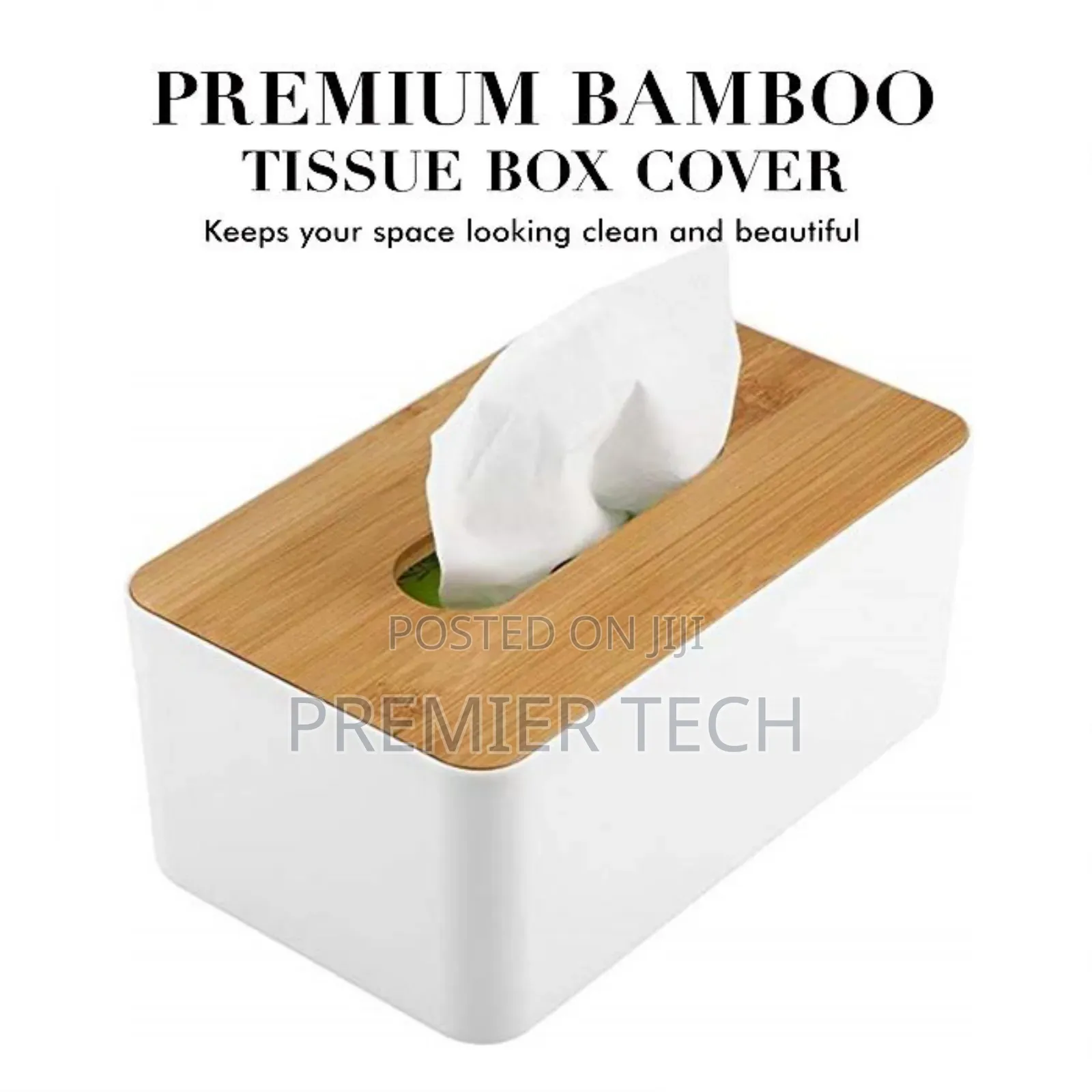 Bamboo Cover Serviet Holder in White Box