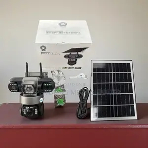 V380 Pro Solar Outdoor Camera Triple Lens Eyes 360 Rotation Waterproof