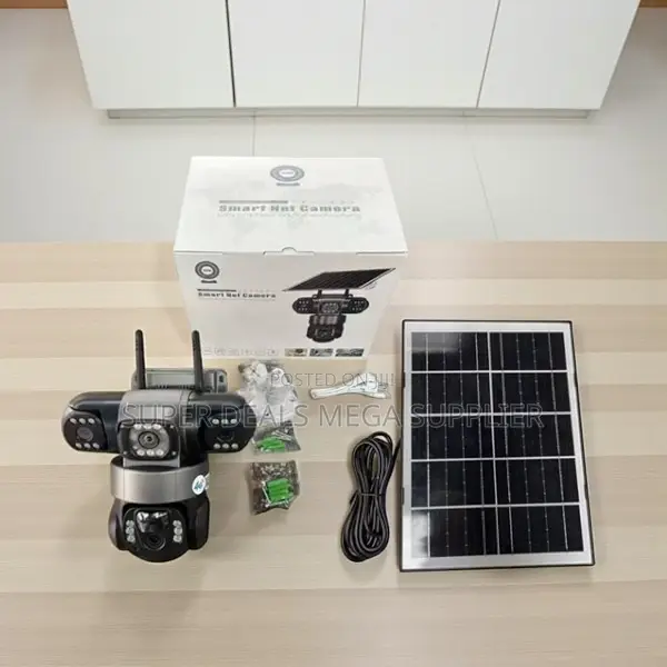 V380 Pro 4g PTZ Triple Lens Eyes Rechargeable Battery Solar Camera