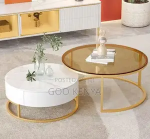 Home Table Set; Compact Sofa Coffee Table Set With C-Shape Design