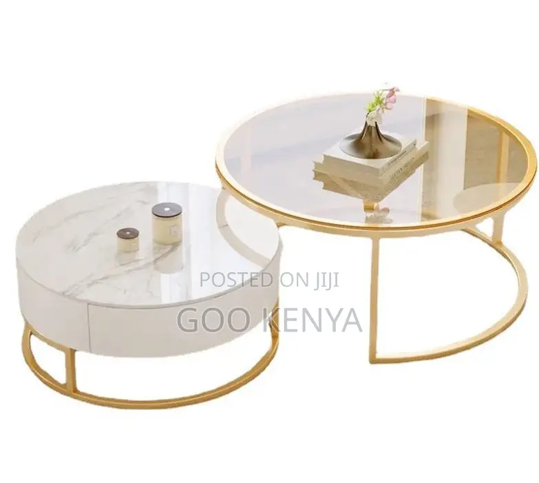 Home Table Set; Compact Sofa Coffee Table Set With C-Shape Design