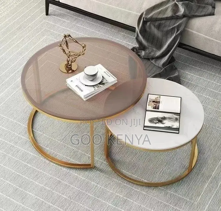 Home Table Set; Compact Sofa Coffee Table Set With C-Shape Design