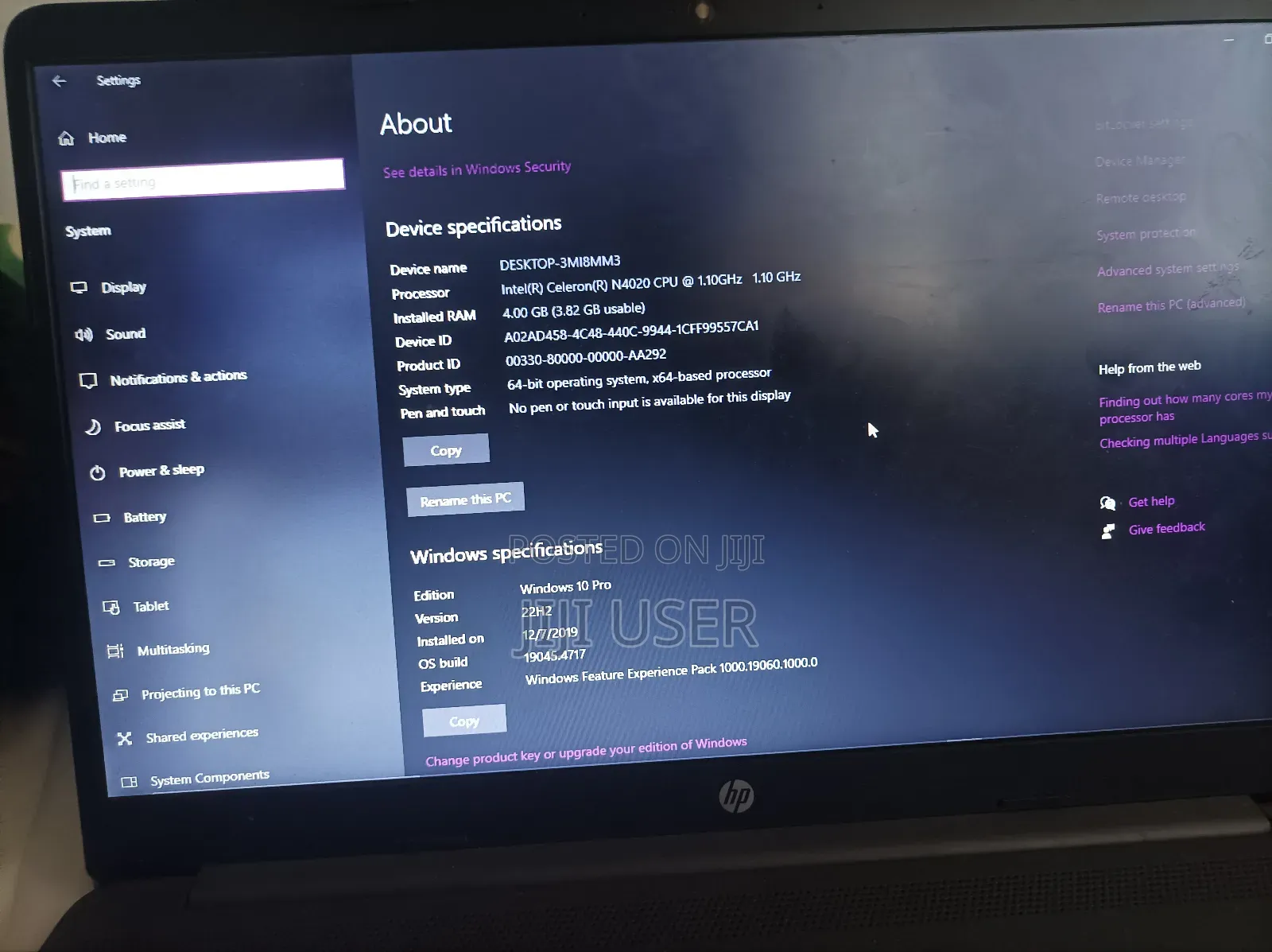 Laptop HP 250 G8 4GB Intel Celeron HDD+SSD 1T